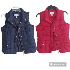 Bundle of 2 pair charter club puffer vest red and dark blue